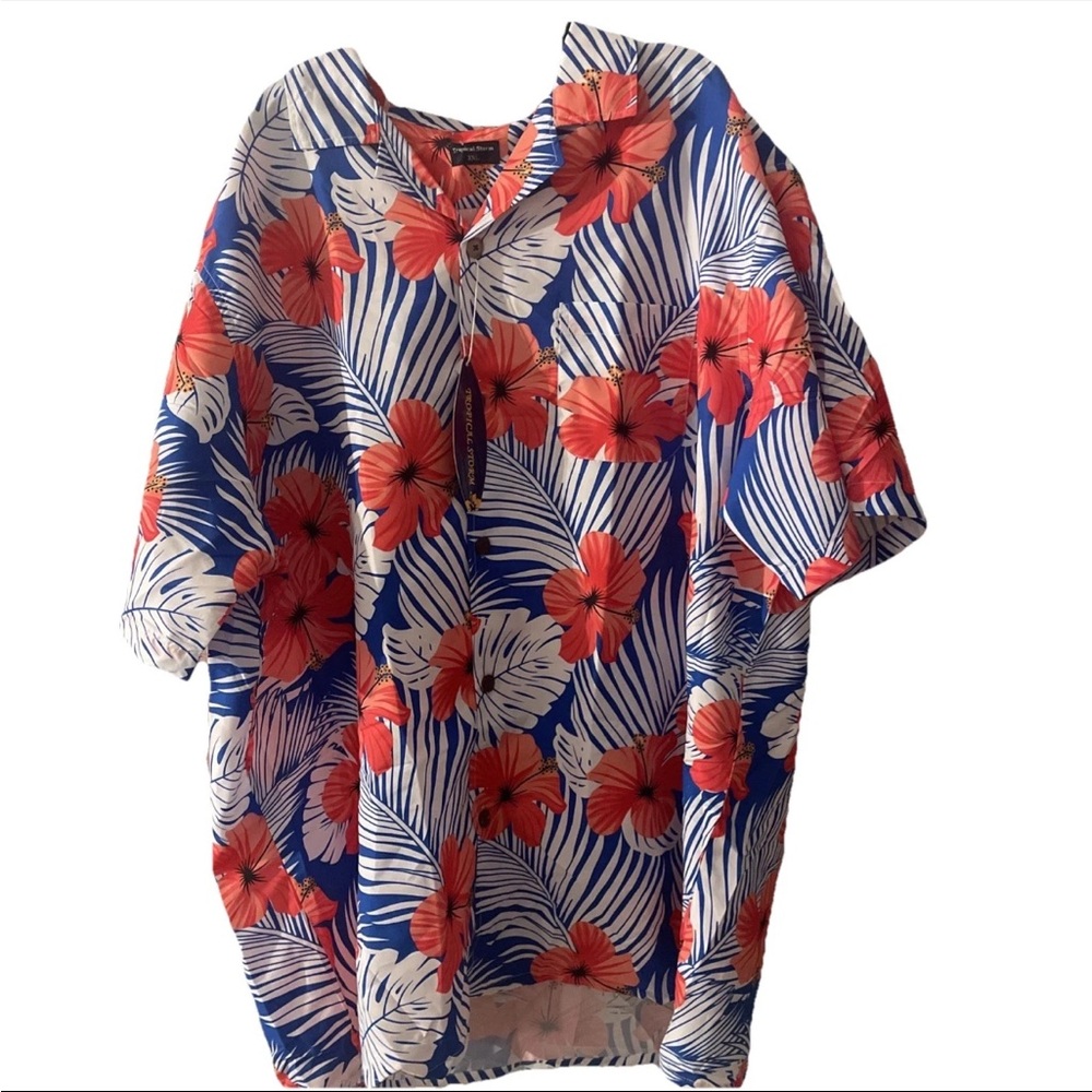 Tropical Storm Kaftan with Red and Blue Design